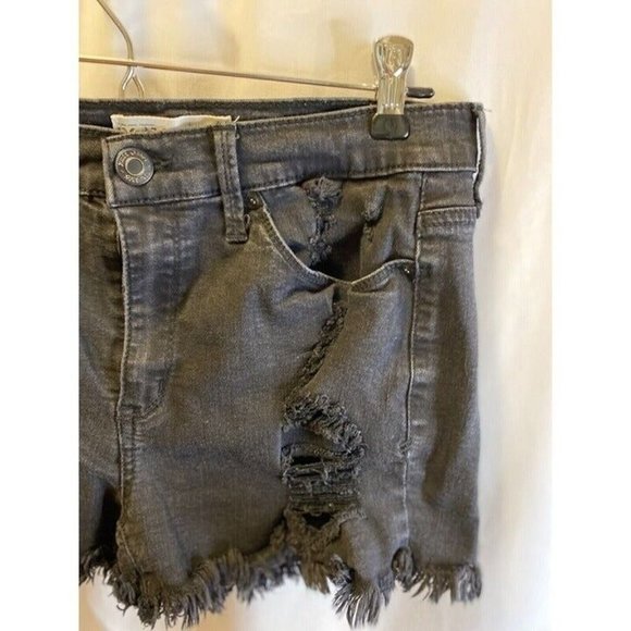 Mudd FLX Booty Shorty Shorts Women 9 28X2 High-Rise Black Distressed - Picture 4 of 10